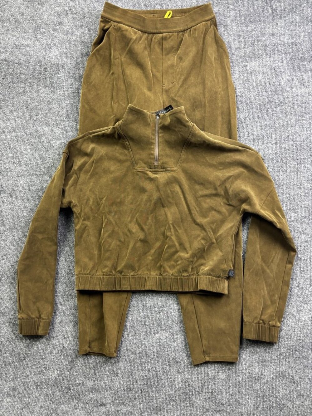 Lululemon Lab Tracksuit Womens 2 Brown 1/4 Zip Mock Neck Jogger Pants 2 Piece‎
